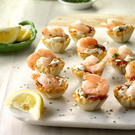 Shrimp Appetizers Easy, Progressive Dinner Party, Seafood Appetizers Easy, Mini Tart Shells, Tartlets Recipe, Progressive Dinner, Shrimp Appetizers, Appetizers For A Crowd, Easy Seafood