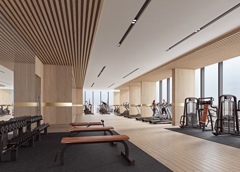 Office on Behance Commercial Gym Design, Fitness Center Design, Boutique Gym, Gym Design Interior, Industrial Office Design, Hotel Gym, Gym Room At Home, Gym Interior, Gym Room