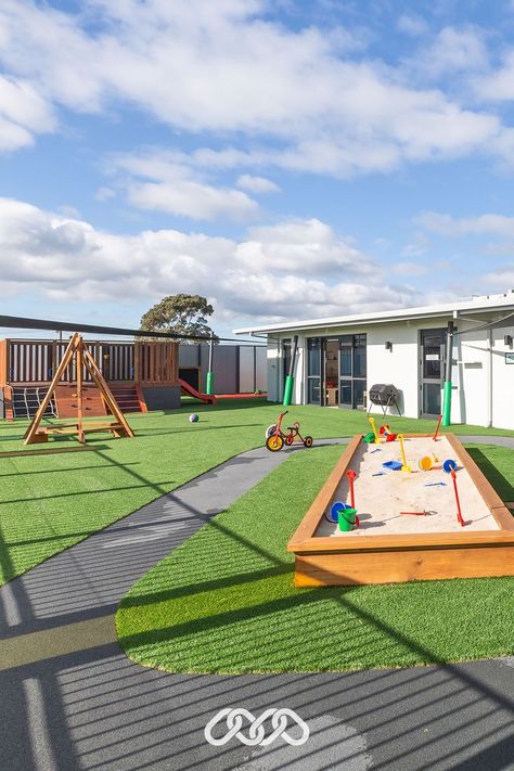 Childcare centre playground with sandpit, teepee, fort and bike track Preschool Montessori, Preschool Playground, Holistic Development, Learning Photography, Early Education, Outdoor Play, Childcare, Montessori, Melbourne