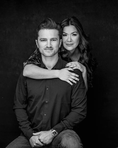 Indoor Studio Couple Photoshoot Ideas, Couple Headshots Professional, Studio Photos Couple, Couple Headshot Poses, Couple Portrait Poses Studio, Studio Portrait Photography Couple, Couple Studio Portraits, Portrait Couple Photography, Couple Headshots