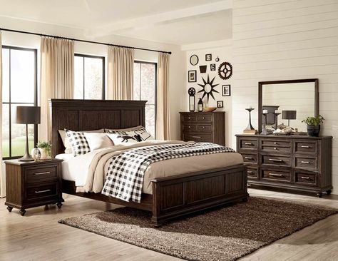 Brown Wood Bedroom Furniture, Brown Wood Bedroom, Dark Brown Bedrooms, Brown Bed Frame, Dark Wood Bedroom Furniture, Reka Bentuk Bilik Tidur, Dark Wood Bedroom, Dark Brown Furniture, Brown Furniture Bedroom