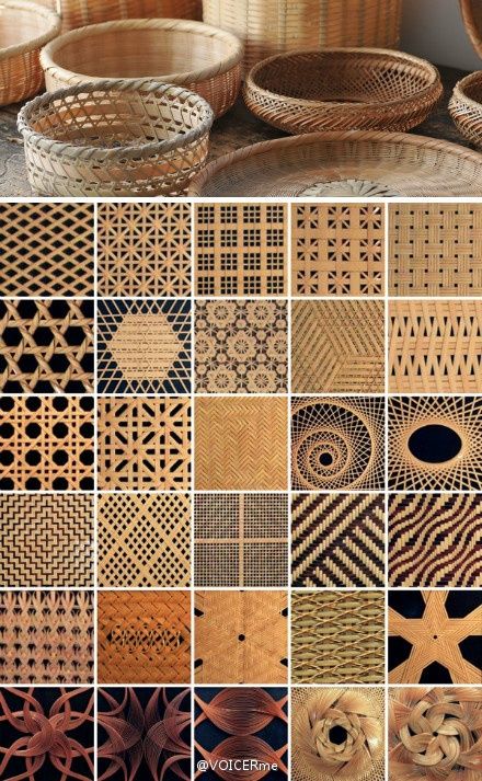 woven basket patterns Neolithic Pottery, Basket Weaving Patterns, Bamboo Art, Bamboo Crafts, Paper Weaving, Bamboo Weaving, Bamboo Design, Woven Baskets, Diy Basket