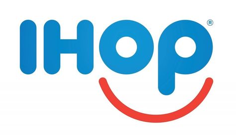 Makes a smiley face because breakfast is a good way to start your day, and also has bold letter suggesting it will make you full. Ihop Logo, International House Of Pancakes, Bad Logos, Birthday Freebies, Restaurant Logo, Twitter Profile, Restaurant Offers, New Names, Logo Food