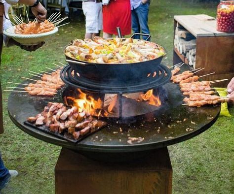 Bbq Pitmasters, Outdoor Bbq Grill, Fire Pit Bbq, Steel Fire Pit, Fire Pit Grill, Bbq Pit, Bbq Area, Outdoor Backyard, Grill Design