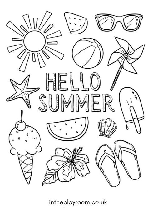 Happy Summer Holidays, Summer Coloring Sheets, Beach Coloring Pages, Summer Drawings, Gratis Printables, Summer Coloring, Summer Printables, Summer Coloring Pages, Coloring Sheets For Kids