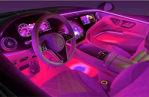 Pink Car Lights -  #Car #Lights #pink Pink Led Lights Car, Pink Led Car Interior, Pink And Purple Car Interior, Car Led Lights Interiors Pink, Inside Car Led Lights, Interior Pink Car, Led Inside Car, Led Light Car Interior, Pink Hellcat Interior