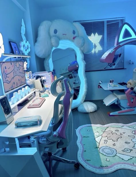 Sanrio Bedroom, Sanrio Room, Hello Kitty Rooms, Video Game Room Design, Gamer Room Decor, Cute Bedroom Ideas, Gaming Room Setup, Cute Bedroom Decor, Cute Room Ideas