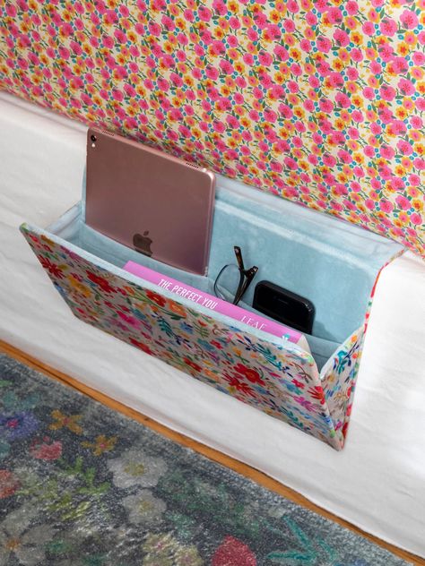 Bedside Caddy Organizer - Floral-view 1 Bed Caddy, Bedside Caddy, Storage Totes, College Dorm Room Decor, Caddy Organizer, Dorm Room Inspiration, College Room, Dorm Essentials, Comfy Bed