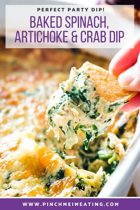 Artichoke And Crab Dip, Crab And Spinach Dip Recipe, Keto Dips, Crab And Artichoke Dip, Crab Dip Recipe, Baked Spinach, Dip Easy, Spinach Dip Recipe, Party Dip