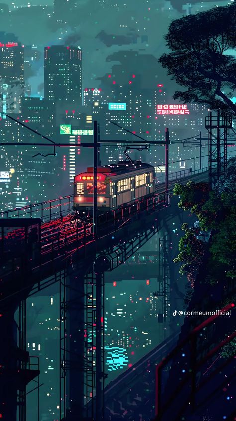 Pixel Art Landscape, Cityscape Wallpaper, Sci Fi Landscape, Amoled Wallpapers, Aesthetic Wallpaper Iphone, Graphic Wallpaper, Futuristic City, Art Wallpaper Iphone, Anime Artwork Wallpaper