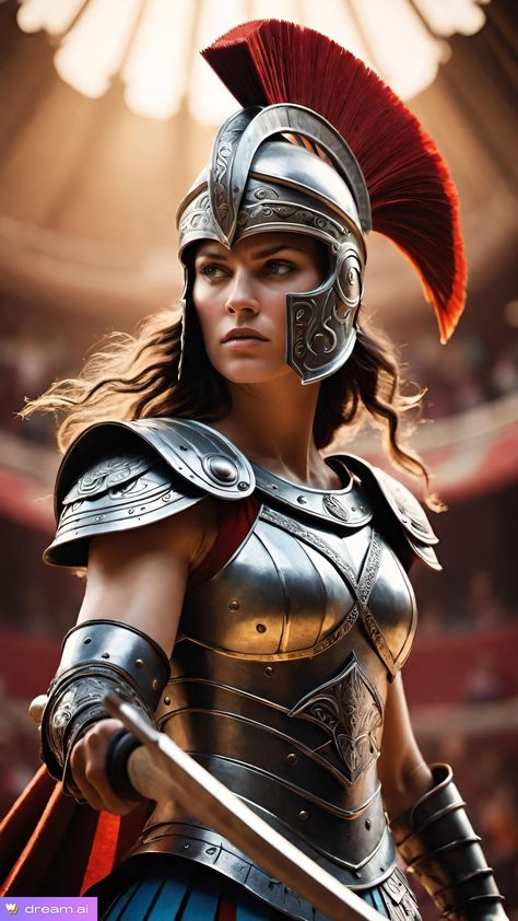 Spartan Woman Warrior, Amazonian Women Warriors, Greek Armor Female, Medieval Warrior Woman, Female Gladiator, African Portraits Art, Barbarian Woman, Spartan Women, Roman Gladiators