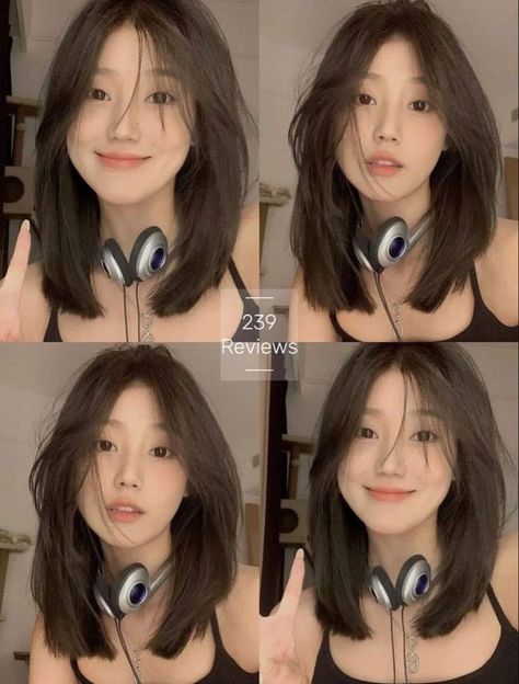 Haircuts For Straight Fine Hair Medium, Korean Layered Medium Hair, Korean Ulzzang Short Hair, Haircuts For Big Foreheads Long Layered, Korean Haircut Medium Round Faces, Haircut Short Hair Korean, Armpit Length Haircut Straight, Round Face Haircuts Medium Straight, Cute Korean Haircut