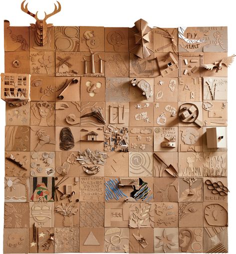 High School Cardboard Sculpture, School Cardboard Projects, Cardboard Mosaic, Installation Art Ideas Diy, Card Board Art, Cardboard Installation, Cardboard Wall Art, Babson College, Classe D'art