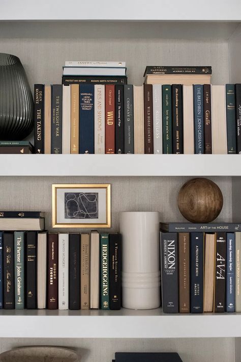 10 Tips for Shelf Styling with Lots of Books - Room for Tuesday Light Academia Aesthetic Bookshelf, Bookshelf Styling Lots Of Books, Billy Bookcase Styling With Books, Full Bookshelf Aesthetic, Staggered Bookshelves, How To Style Bookshelves, Bookshelves With Books, Books Room, Shelf Decorating