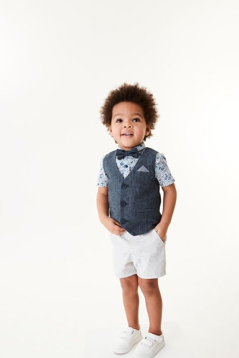 Party Outfits, Boys Occasion Wear, Blue Waistcoat, Bow Tie Shirt, Shirt And Shorts Set, Waist Coat, Shirt And Shorts, Boys Set, Chino Shorts