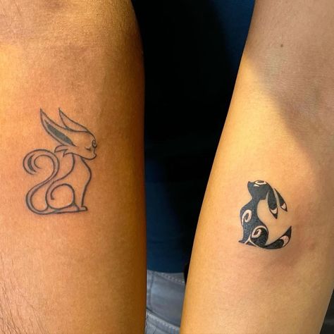 50 Unique Couple Tattoo Ideas For Expression of Love Unique Couple Tattoo, Simple Couples Tattoos, Espeon Pokemon, Small Best Friend Tattoos, Married Couple Tattoos, Umbreon Espeon, Marriage Tattoos, Pair Tattoos, Couple Tattoo Ideas