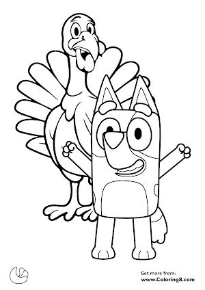 Bluey with turkey Bluey Thanksgiving Coloring Pages, Thanksgiving Coloring Pages Printable, Bluey Coloring Pages, Free Coloring Sheets For Kids, Thanksgiving Activity Sheets, Sister Bingo, Fun Printables For Kids, Blue Thanksgiving, Thanksgiving Drawings