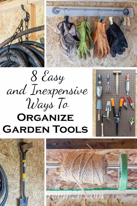 8 Easy and Inexpensive Ways to Organize Garden Tools Garden Tool Storage Ideas, Organize Garden Tools, Tool Shed Organizing, Tool Storage Ideas, Garden Tool Rack, Best Garden Tools, Garden Organization, Garden Tool Organization, Shed Organization