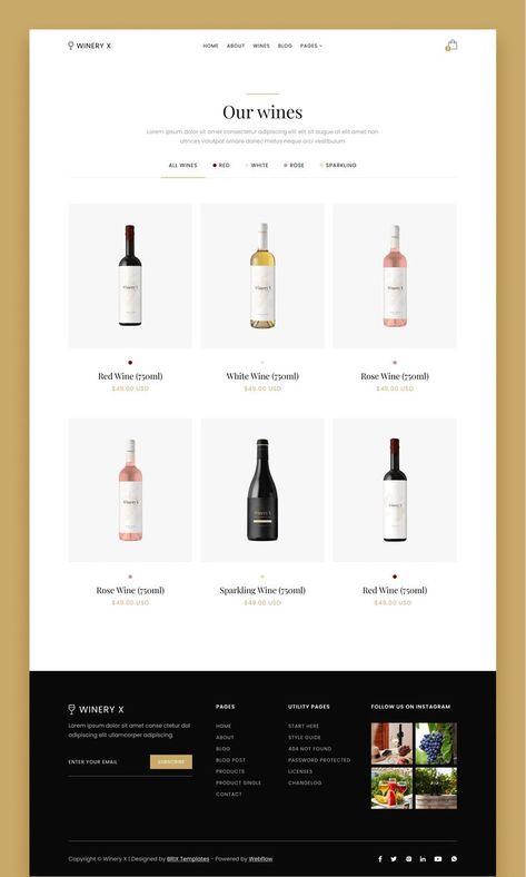 Winery HTML CSS Website Theme Wine Website Design, Wine Websites, Wine Website, Winery Design, Webflow Website, Webflow Templates, Wine House, Winery Tours, Business Launch