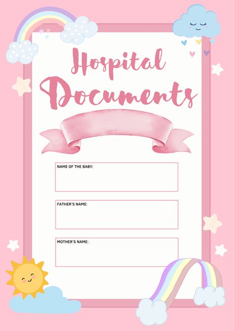 Birth Certificate Design, Hospital Documents Template For Baby, Maternity Checklist, Insta Sticker, Baby Hospital Bag Checklist, Hospital List, Hospital Checklist, Newborn Checklist, Biodata Format