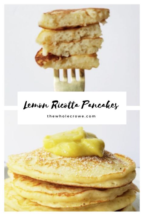 Lemon ricotta pancakes are just what you need for your weekend brunch! Fresh, tangy and delicious and so easy to make! Top with lemon curd for more lemon flavor! Lemon Ricotta Pancakes, Souffle Pancakes, Breakfast Meat, Make Top, Ricotta Pancakes, Lemon Ricotta, Lemon Flavor, Weekend Brunch, Pancake Recipe