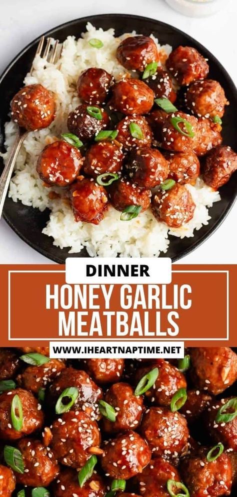 Chili Meatballs, Honey Garlic Meatballs, Garlic Meatballs, Meatball Dinner, Meatball Recipes Easy, I Heart Naptime, Honey Garlic Sauce, Fast Dinner, Cozy Dinner