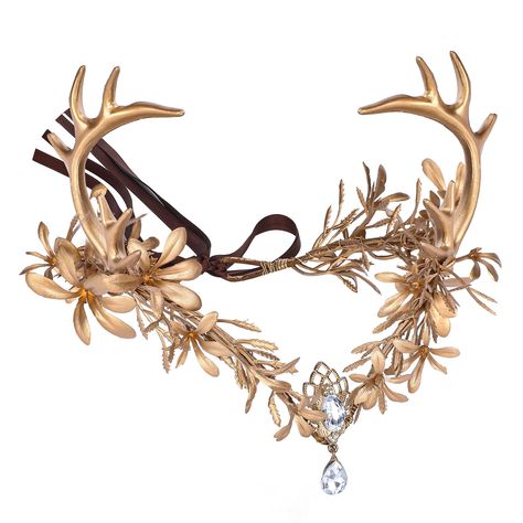 PRICES MAY VARY. UNIQUE DESIGN: Our Fairy Antler Crown features an elegant V-shape design adorned with laurel leaves and deer antler decorations on either side. Its delicate and intricate craftsmanship exudes a forest-like ambiance, making you the most unique person at any party or event. HANDCRAFTED: Each of our flower crown is handcrafted to perfection, ensuring that no two pieces are alike. It takes a significant amount of time and effort to create every piece, which makes it all the more spe Woodland Elf Costume Women, Womens Deer Costume, Ren Faire Jewelry, Gold Fairy Costume, Forest Elf Costume, Deer Costume Women, Antler Decorations, Woodland Halloween, Woodland Costume