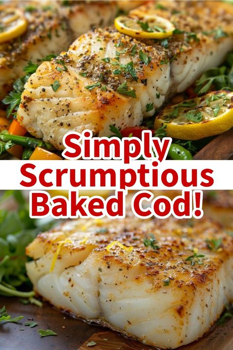 Quick and Flavorful 30-Minute Baked Cod with Lemon Recipe: Ideal for Weeknights Baker Cod Recipes, Fish Recipes Easy Simple, Easy Cod Recipes Healthy, Cod Dishes Dinners, Scrod Cod Recipes, Easy Baked Cod Recipes, Fresh Cod Recipes, Broiled Cod Fish Recipes, Baked Alaskan Cod Recipe