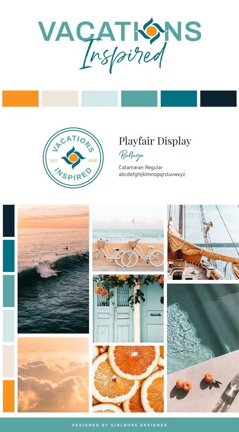 Travel Branding, Sun Element, Travel Website Design, Business Branding Inspiration, Bright Turquoise, Branding Mood Board, Brand Color Palette, Travel Brand, Mood Board Inspiration