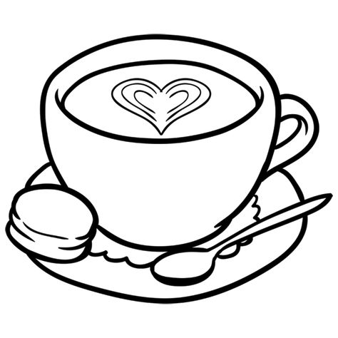 Coffe Coloring Pages, Tea Cup Coloring Page, Coffee Cup Design Drawing, Coffee Cup Coloring Pages, Coffee Mug Drawing Simple, Coffee Coloring Pages Free Printable, How To Draw A Cup, A Cup Of Coffee Drawing, Coffee Drawing Easy