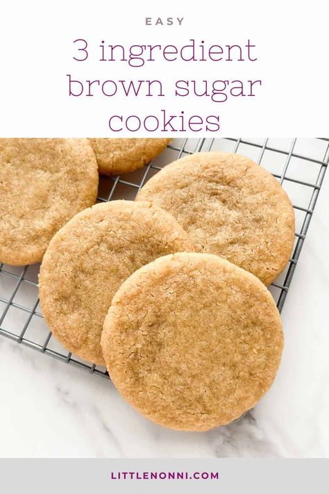 3 Ingredient Brown Sugar Cookies Cookie Exchange Recipes Easy, Easy Sugar Cookie Recipe, Brown Sugar Cookie Recipe, Pumpkin Spice Desserts, 4 Ingredient Cookies, Butter Cookies Easy, Quick Cookies Recipes, Quick Cookies, 3 Ingredient Cookies