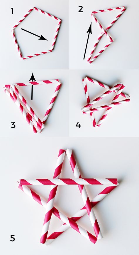 Paper Straws Crafts, Straw Stars, Straw Crafts, Stars Craft, Make Paper, Christmas Ornament Crafts, Paper Straws, Christmas Star, Christmas Paper