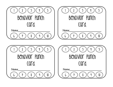 Classroom Freebies: Behavior Punch Card Behavior Punch Cards, Behavior Plans, Behavior Charts, Behaviour Management, Classroom Freebies, Printable Business Cards, Behaviour Chart, Classroom Behavior, Card Templates Free