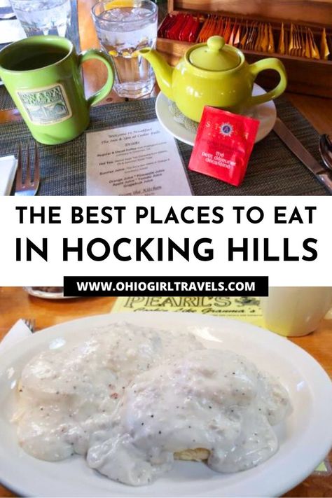 The Best Food in Hocking Hills, Ohio. There is more to Hocking Hills than just gorgeous landscapes, amazing outdoor activities, and natural beauty! Where to eat in Hocking Hills. There are also amazing places to eat and delicious restaurants. Make your Hocking Hills trip the best with this restaurant guide for foodies. #Ohio #Restaurants #HockingHills Ohio Destinations, Ohio Vacations, Hocking Hills Ohio, Gorgeous Landscapes, Hocking Hills State Park, Ohio Travel, Budget Friendly Travel, Road Trip Routes, Hocking Hills