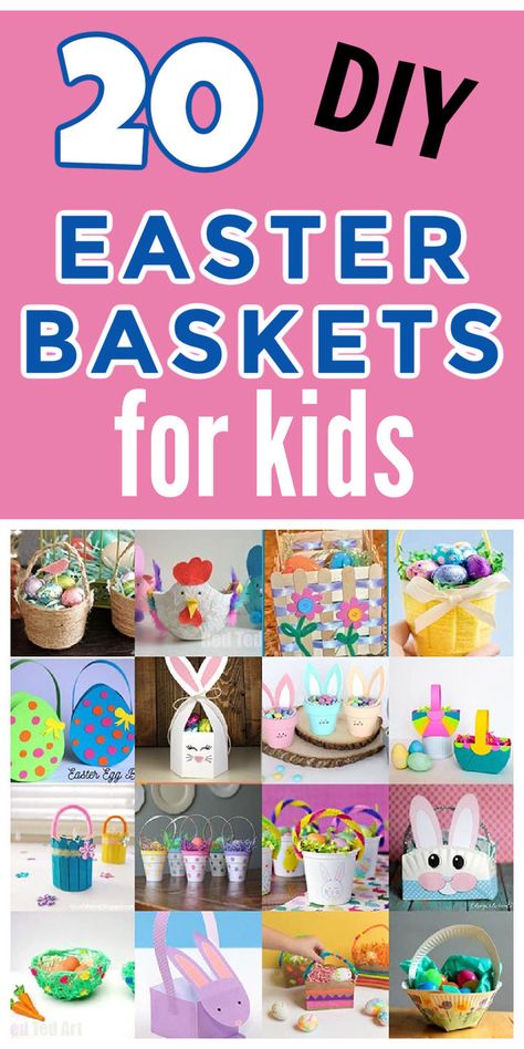 Handmade Easter basket ideas that you can make for kids. Instead of getting a store bought Easter basket consider making one from simple materials you already have in your household. Learn how to make a mini Easter basket from paper plate, craft sticks, paper cup, milk jar, paper bag, papier mache, yarn and more. Use the printable templates to make some of the paper Easter baskets for kids. Make bunny or hen Easter baskets. Easter Egg Wrapping Ideas, Tiny Easter Baskets, Diy Easter Baskets For Kids, Easter Bunny Basket Craft, Diy Easter Basket Ideas, Easter Basket Printable, Diy Easter Baskets, Easter Baskets For Kids, Paper Easter Basket