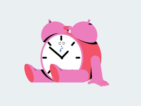 Snooze gif loop animated facebook illustrator character animation after effects Animated Illustration Gif, Loop Animation Motion Graphics, Character Animation Gif, Puzzle Animation, Sharing Illustration, Clock Character, Time Animation, After Effects Animation, Clock Illustration