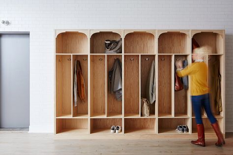 Locker Designs, Coat Storage, Contract Design, Changing Room, Workspace Design, Food 52, Commercial Design, Yoga Studio, Built Ins