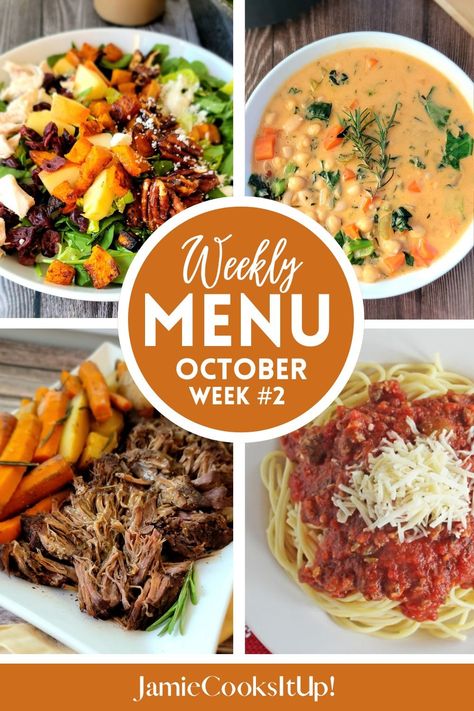 October Menu, Week #2-2024 - Jamie Cooks It Up Best Fall Dinner Recipes, Healthy Corn, Weekly Dinner Menu, Seafood Menu, Weekly Dinner, Pasta Salad Dressing, Harvest Salad, Fall Dinner Recipes, Happy October