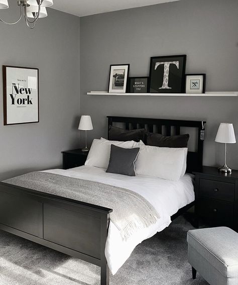 Bedroom Inspiration Grey, Bedroom Ikea, Men Bedroom, Mens Bedroom Decor, Black Bedroom Decor, Grey Bedroom Decor, White Bedroom Decor, Ikea Bedroom, Mens Bedroom