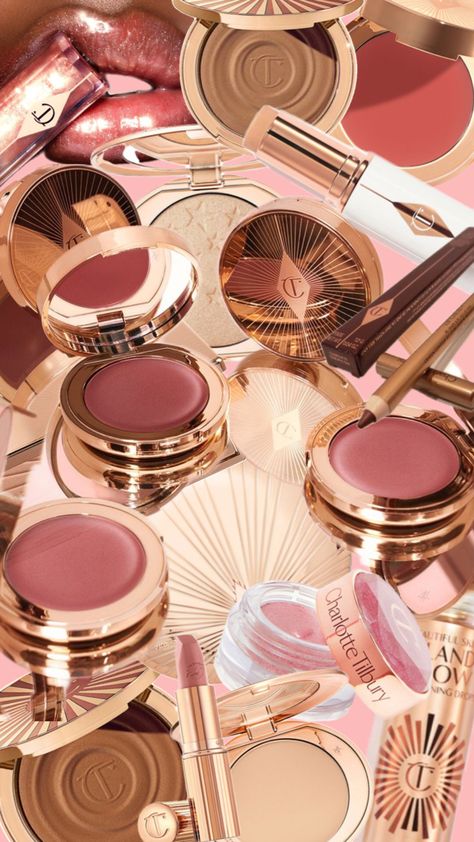 Charlotte Tilbury, glam, makeup, skincare, glow, glitter, shine, blush, lip, CT,vibes, love Charlotte Tilbury Aesthetic, Charlotte Tillbury, Makeup Poster, Charlotte Tilbury Makeup, Charlotte Tilbury, Aesthetic Wallpaper, Aesthetic Wallpapers, Makeup, Beauty