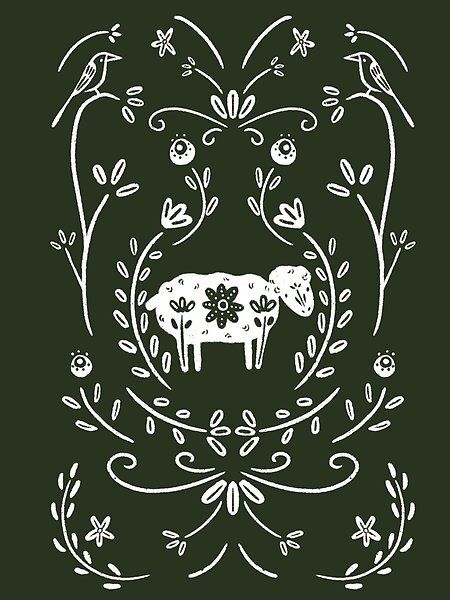 Folk Art Sheep by bumblebeehollow | Redbubble Folk Vibes Aesthetic, Folk Art Bee, Irish Folk Art, Swiss Folk Art, Folk Art Sheep, Sheep Tattoo, Sheep Illustration, Traditional Folk Art, Folk Design