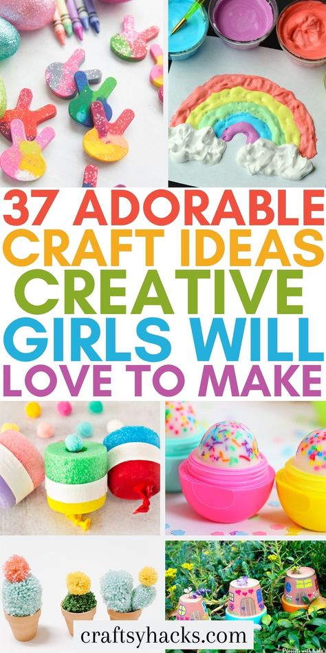 These wonderful crafts for girls are super fun for kids of all ages to express their creativity this weekend. These adorable kids' crafts also make a great kids activity for your girls to make with their friends this weekend! Have fun DIY'ing and making these cute projects. Diy Market Day Ideas For Kids, Girls Day Ideas For Kids, Crafts For Nine Year Olds, Crafts For 7 Year, Crafts For Girls Age 10 Diy, Crafts For 8 Yr Girl, Crafts For 6 Yo Girl, Crafts For Girls Age 5-8, Fun Crafts For Girls