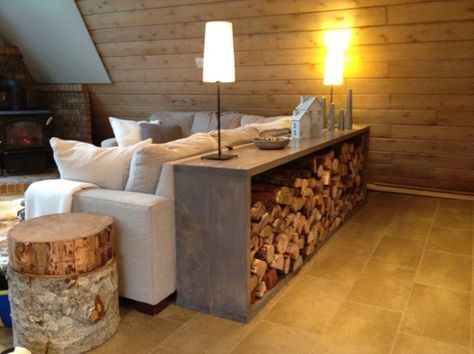 Diy Indoor Wood Storage, Wood Fire Storage, Indoor Wood Storage Ideas, Indoor Wood Rack, Indoor Wood Storage, Wood Storage Indoor, Indoor Firewood Rack, Couch Room, Firewood Storage Indoor