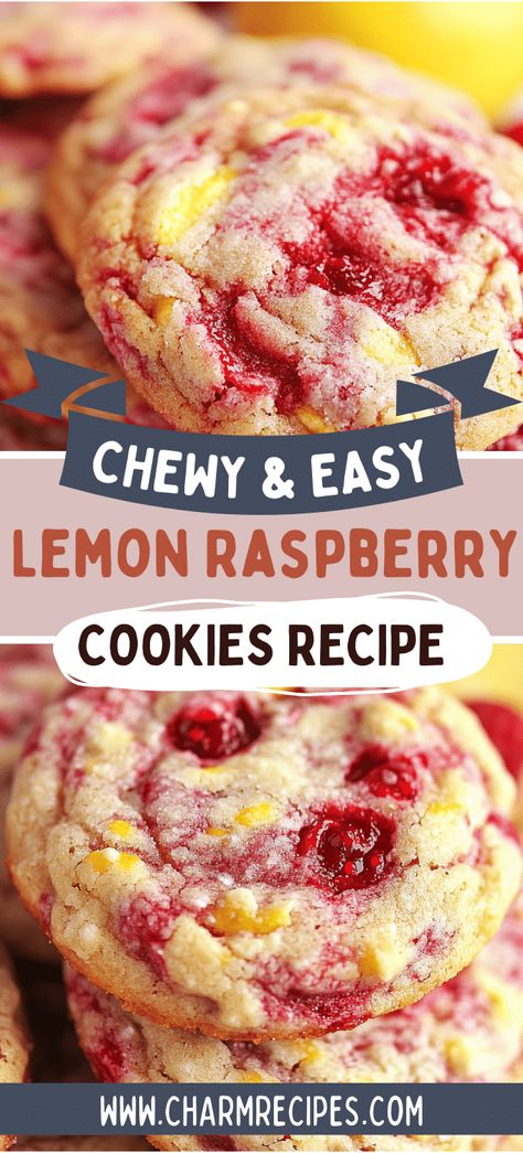 Lemon Raspberry Cookies Raspberry Lemonade Cookies Recipe, Raspberry Sugar Cookies, Raspberry Lemon Desserts, Cookie Recipes Raspberry, Strawberry Lemon Cookies, Raspberry Lemonade Cookies, Raspberry Lemon Cookies, Lemon Raspberry Desserts, Lemon Raspberry Cookies