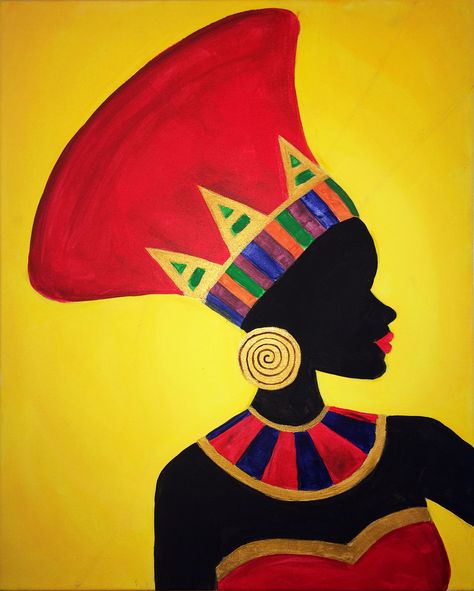 African Queen #acryliconcanvas  #canvastherapy #paint #africanart #acrylic #paintandsip #art #canvas #memphis #paintingideas #amandab #painting Africa Drawing, African Drawings, Africa Art Design, African Women Art, Afrique Art, African Paintings, Afrikaanse Kunst, African Art Paintings, Indian Folk Art