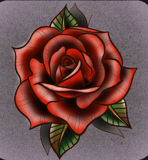 Colour Rose Tattoo Design, Old School Tattoo Rose Design, Rose Tattoo Colored Design, Color Rose Tattoo Design, Neotraditional Rose Tattoo Design, Neo Traditional Rose Tattoo Design, Mexican Rose Tattoo, New School Rose Tattoo, Neotraditional Rose Tattoo