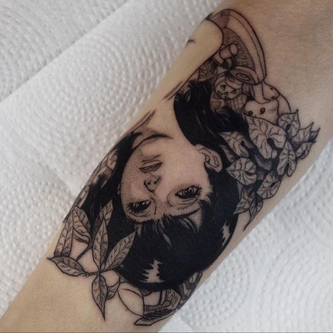 Bad Anime Tattoos, Perfect Blue Tattoo Ideas, Black Blue Tattoo, Perfect Blue Tattoo Anime, Anime Tattoo Aesthetic, Perfect Blue Tattoo, Dark Blue Tattoo, Lain Tattoo, Dark Anime Tattoo