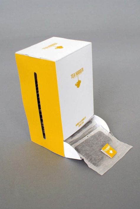 Packaging for a fictitious organic tea company called Tea Hugger. The packaging is made from 100% recycled paper and is held together by tabs so that no glue needed to be used in the construction of it. Eco Packaging Design, Tea Package, Tea Labels, Tea Packaging Design, Cool Packaging, Pouch Packaging, Tea Design, Eco Packaging, Tea Brands