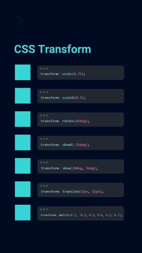 CSS Transform ----- coding,programming,computer science, computers, games,video games ----- Credit: @software__engineer on tiktok Css Basics, Css Cheat Sheet, Desain Ux, Basic Computer Programming, Computer Science Programming, Web Development Programming, Css Style, Css Tutorial, Learn Computer Science