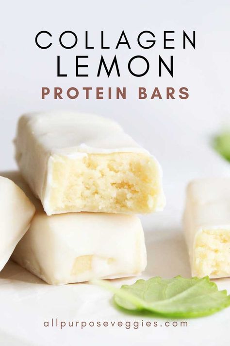 Satisfy your sweet tooth and fuel your body with these Homemade Lemon Protein Bars made with Collagen Peptides. These bars make the perfect healthy dessert or post-workout snack, with a soft and chewy texture and just the right balance of sweet and tangy lemon flavor. The collagen peptides in these bars have numerous benefits for your hair, skin, and joints, making them a great addition to your diet.   #proteinbars #lowcarb #healthysnacks Collagen Peptides Recipes, Collagen Powder Recipes, Lemon Protein, Collagen Protein Bars, Real Food Snacks, Collagen Recipes, Low Carb Flour, Protein Bar Recipes, Gluten Free Sides Dishes